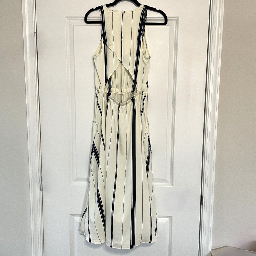 Lou & Gray Navy Blue/ Cream Vertical Stripped Maxi Dress Size Small - Picture 3 of 8